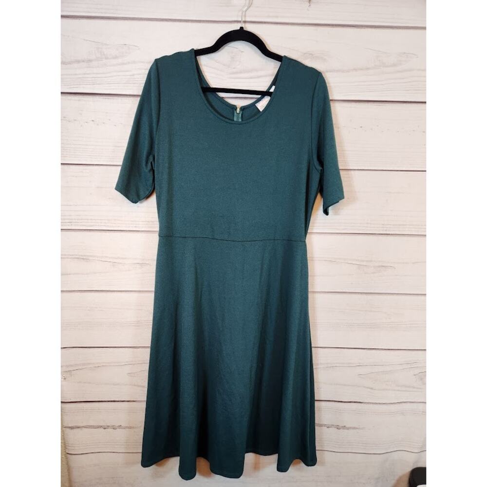 Virginia Dare‎ Womens Solid Green Round-Neck Sheath Dress Size XXL